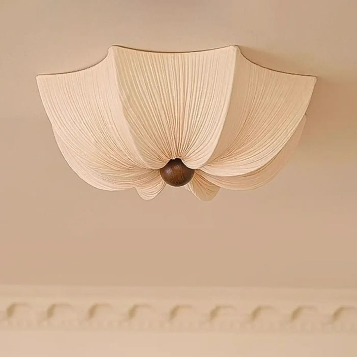 Plafonnier Tissu Plissé Beige Forme Fleur - Dalumea - vue 1
