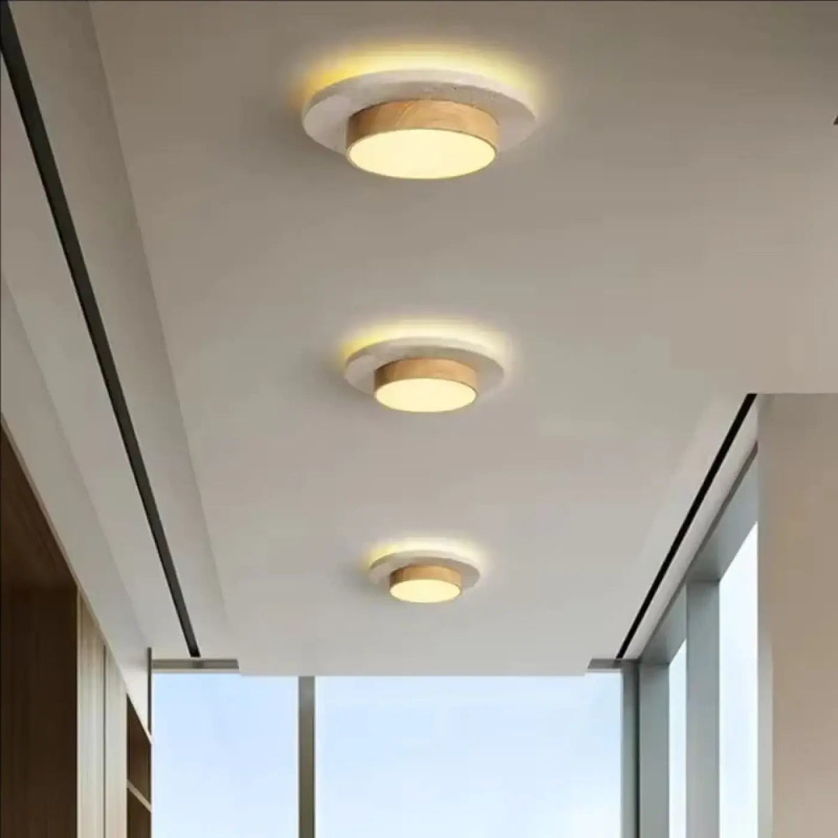 Plafonnier Rond Bois et Minéral Scandinave - Dalumea - vue 2