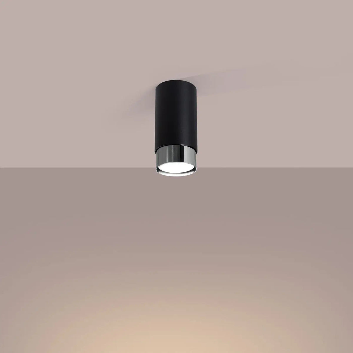Plafonnier Cylindre Noir Chrome LED - Dalumea - vue 1