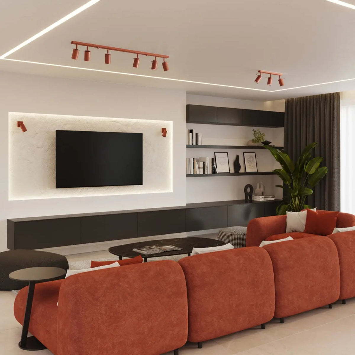Plafonnier 2 Spots Orientables Rouge Ocre - Dalumea - vue 10