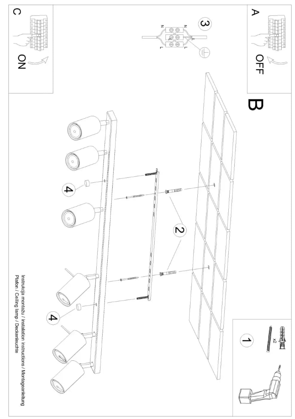 Plafonnier luminaire plafonnier en saillie vert olive a 6 spots au style moderne - Dalumea - vue 13