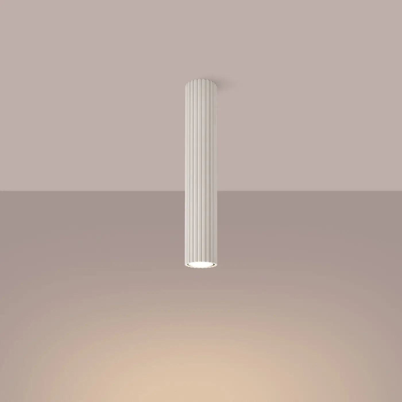 Plafonnier Cylindrique Beige Cannelé - Dalumea - 40 cm