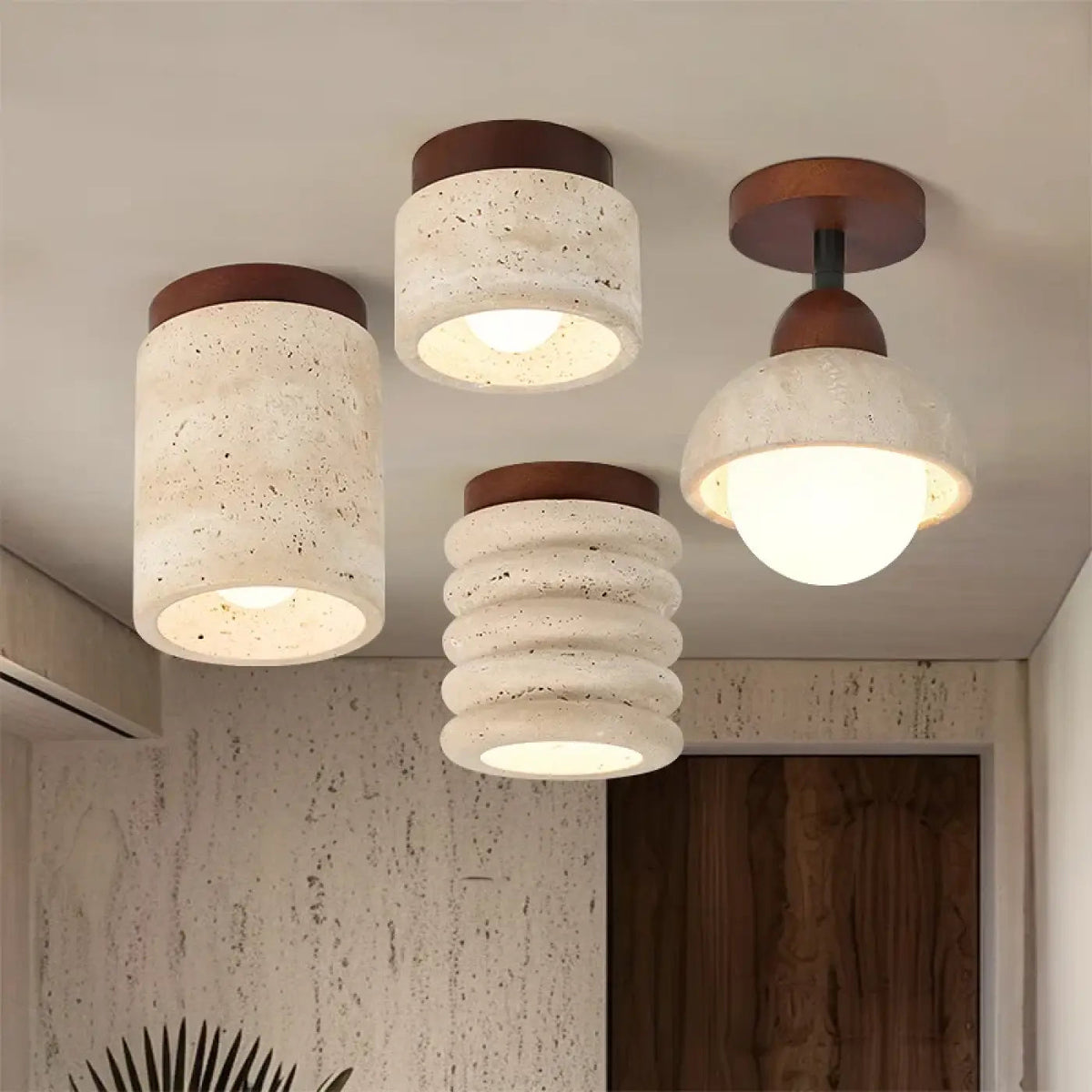 Plafonnier Travertin Bois Design - Dalumea - vue 1