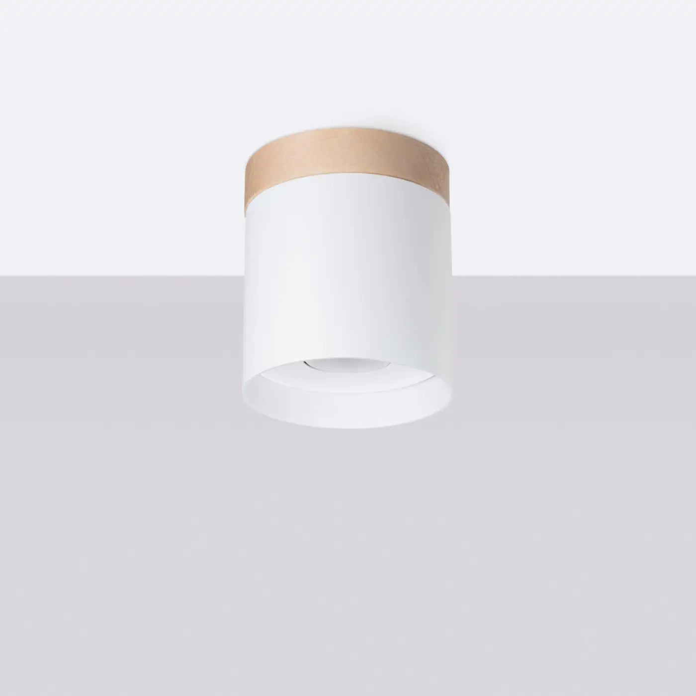 Plafonnier Bois Blanc Cylindrique LED - Dalumea - vue 2