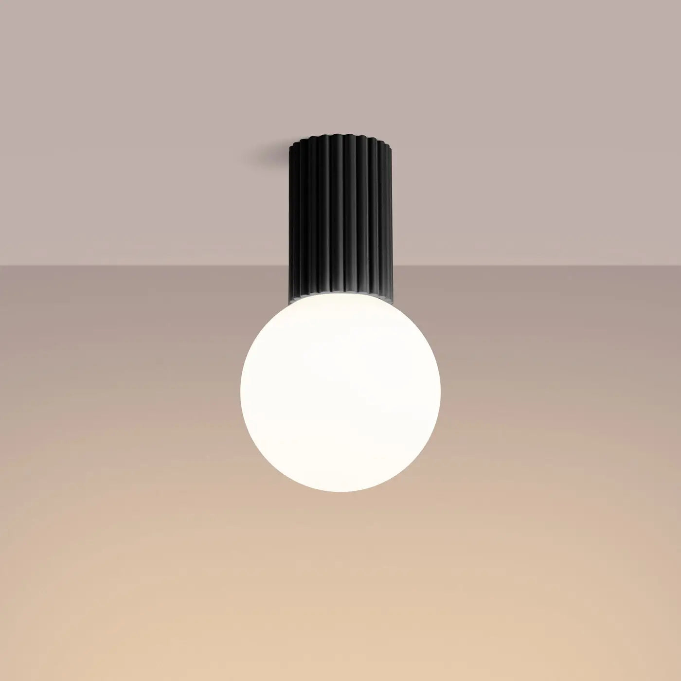 Plafonnier Noir Minimaliste Globe Opalin - Dalumea - vue 1