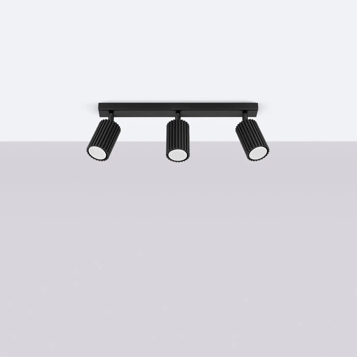 Plafonnier 3 Spots Orientables Cannelé Doré Noir - Dalumea - vue 2