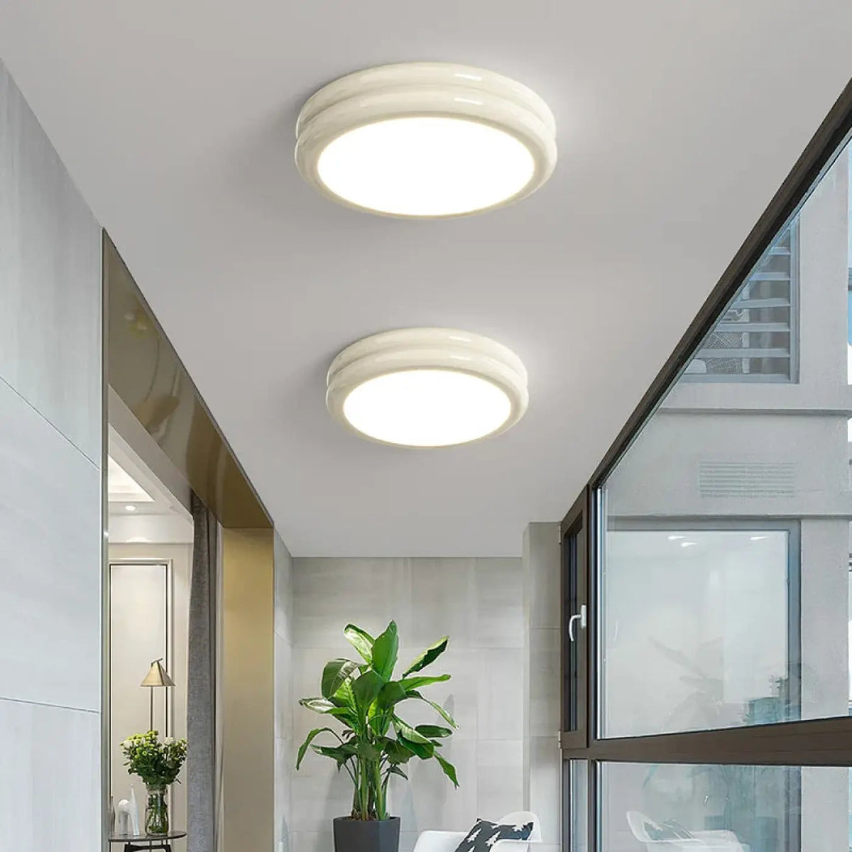 Plafonnier LED Rond Vert Anneau Minimaliste - Dalumea - vue 2