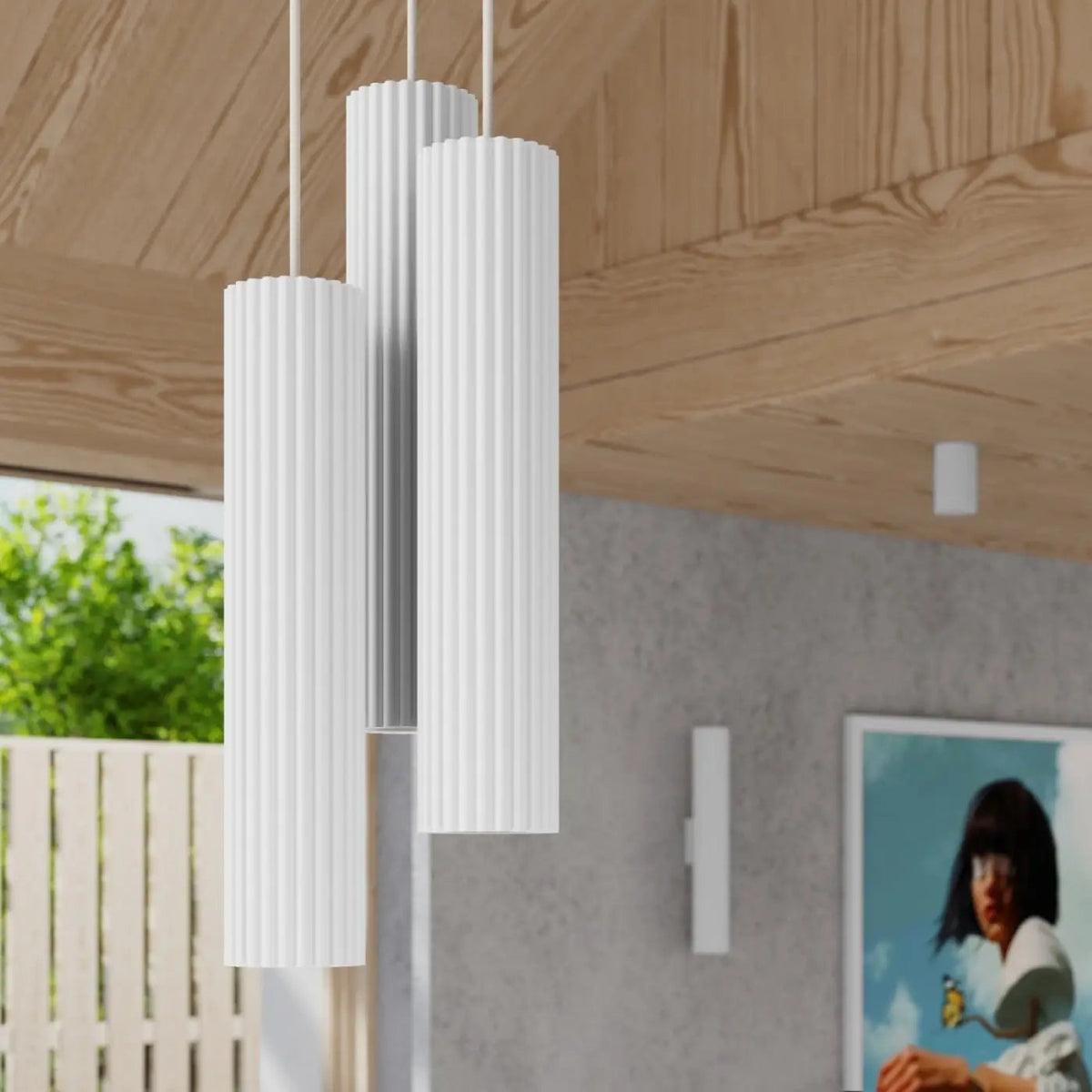 Plafonnier 6 Spots Orientables Cannelé Blanc - Dalumea - vue 9
