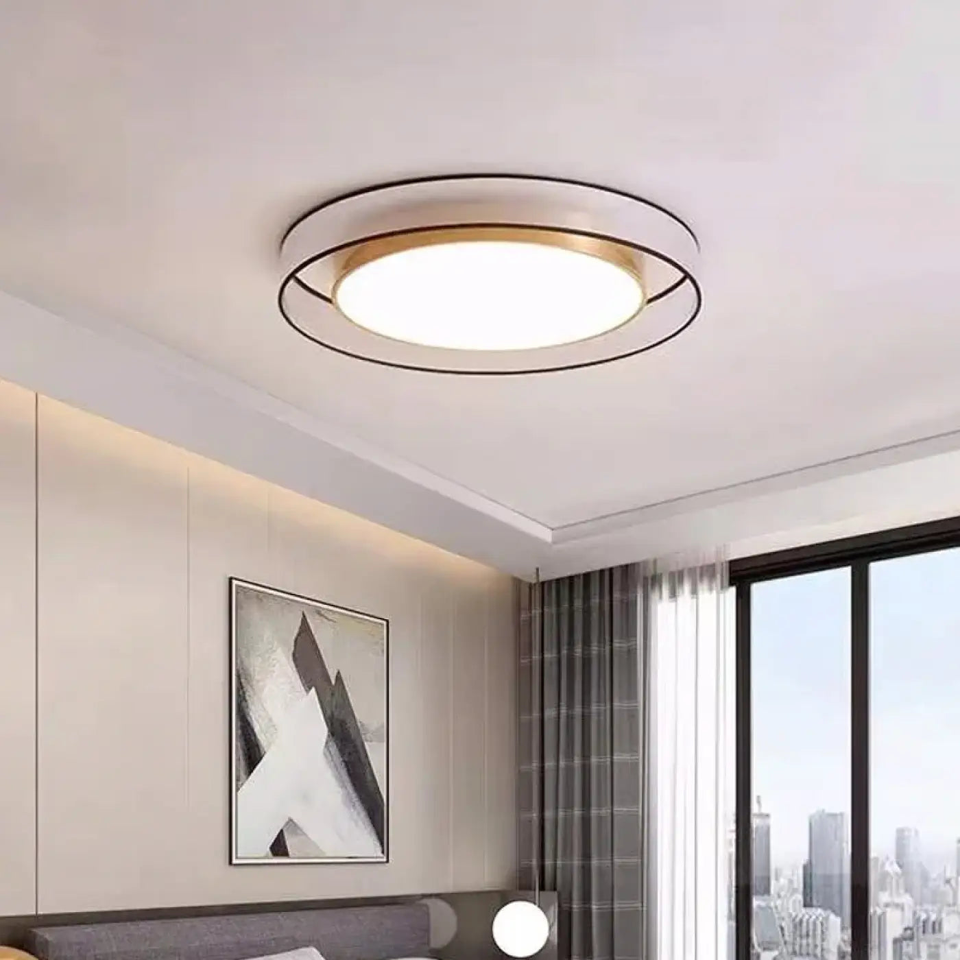 Plafonnier LED Rond Gris Fumé Doré - Dalumea - vue 1