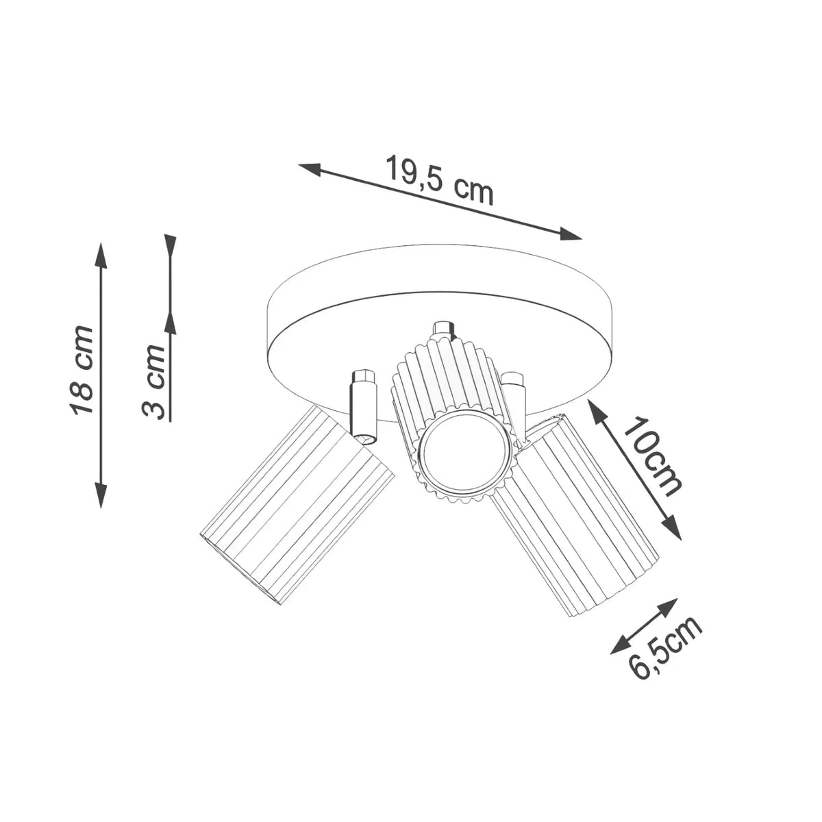 Plafonnier luminaire plafonnier or a trois spots canneles design moderne - or - Dalumea - vue 12