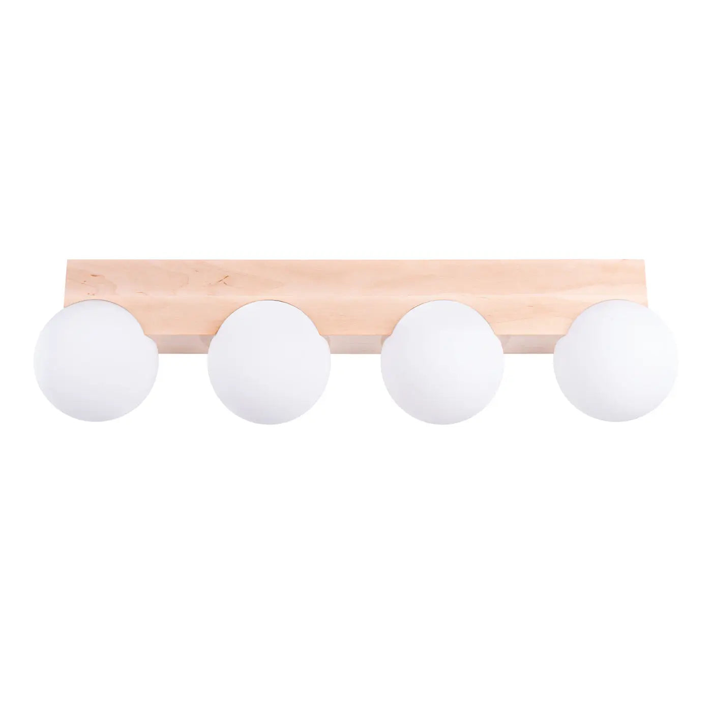 Plafonnier Bois Naturel 4 Globes Opalins - Dalumea - vue 6