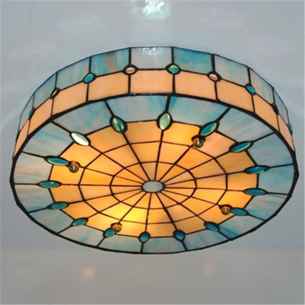 Plafonnier Tiffany Vitrail Art Déco - Dalumea - vue 1