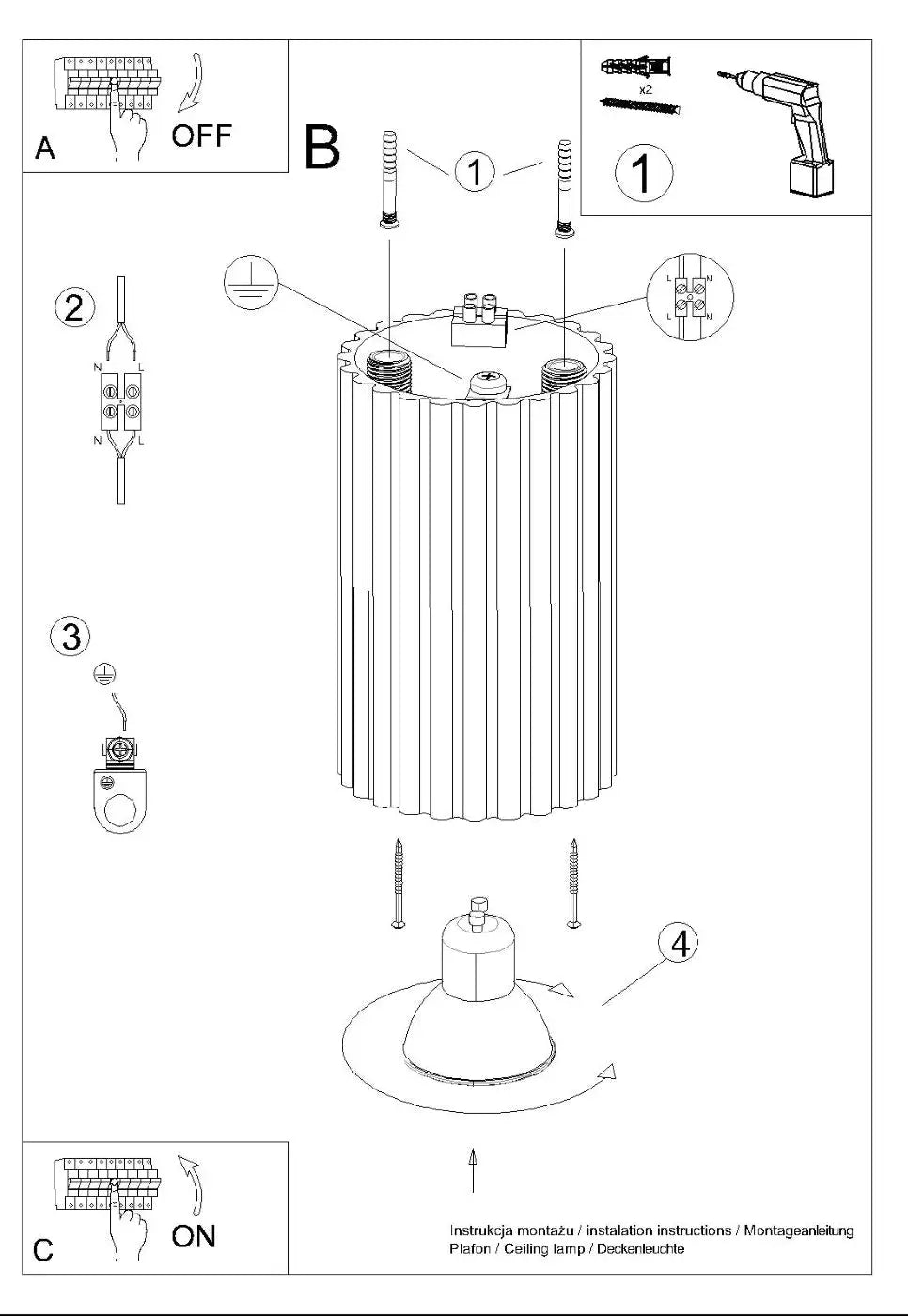 Plafonnier luminaire plafonnier noir cylindrique pour un eclairage doux - noir - Dalumea - vue 12