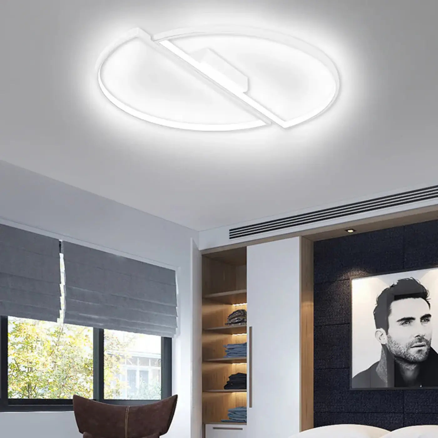 Plafonnier LED Cercle Noir Blanc Design - Dalumea - vue 3