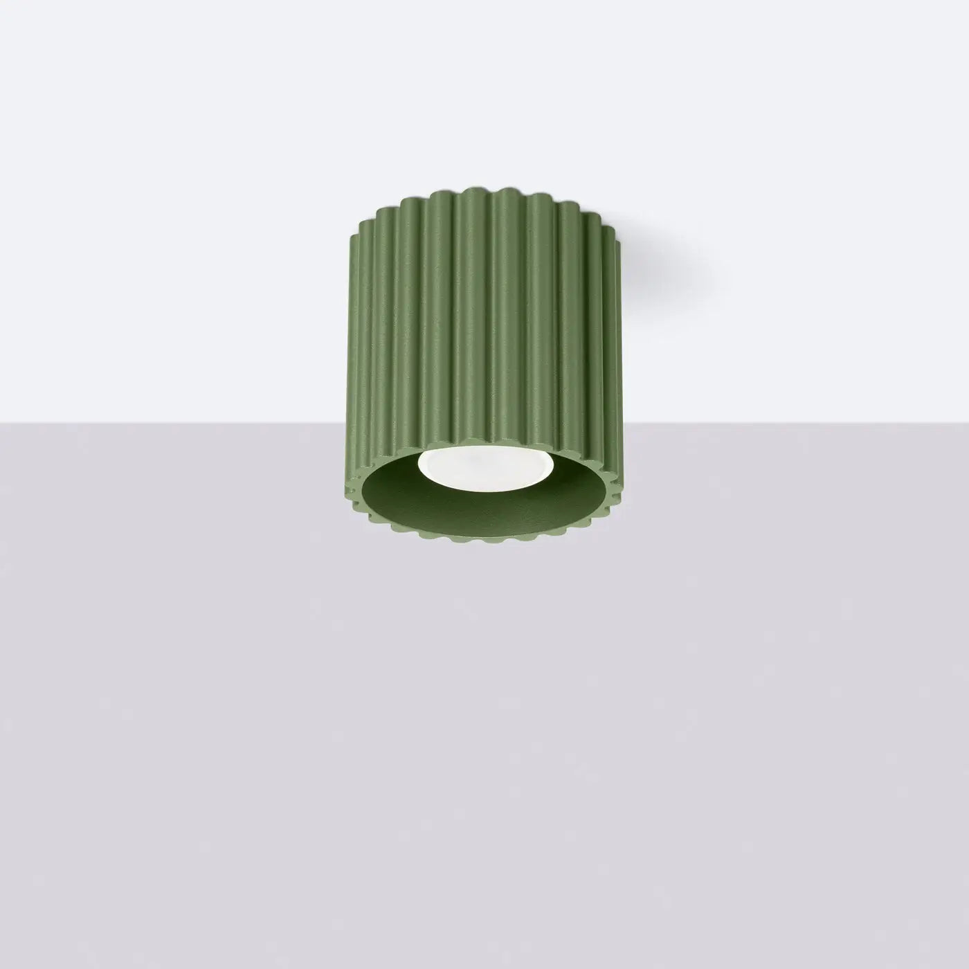 Plafonnier Cylindrique Compact Vert Olive - Dalumea - vue 2
