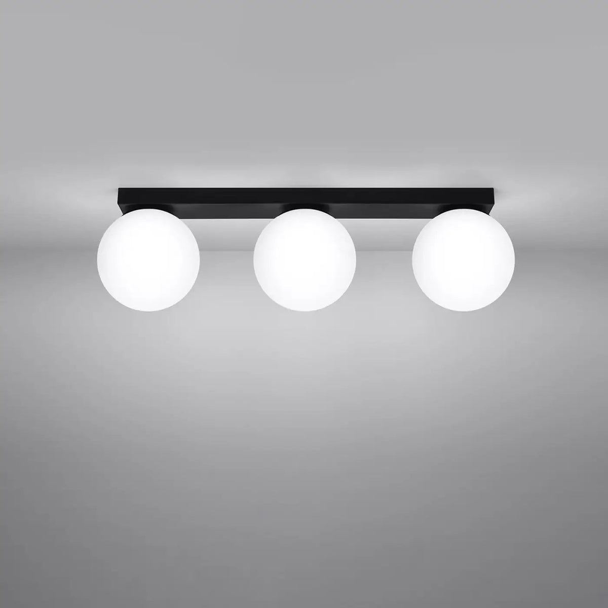 Plafonnier 3 Globes LED Noir - Dalumea - vue 1
