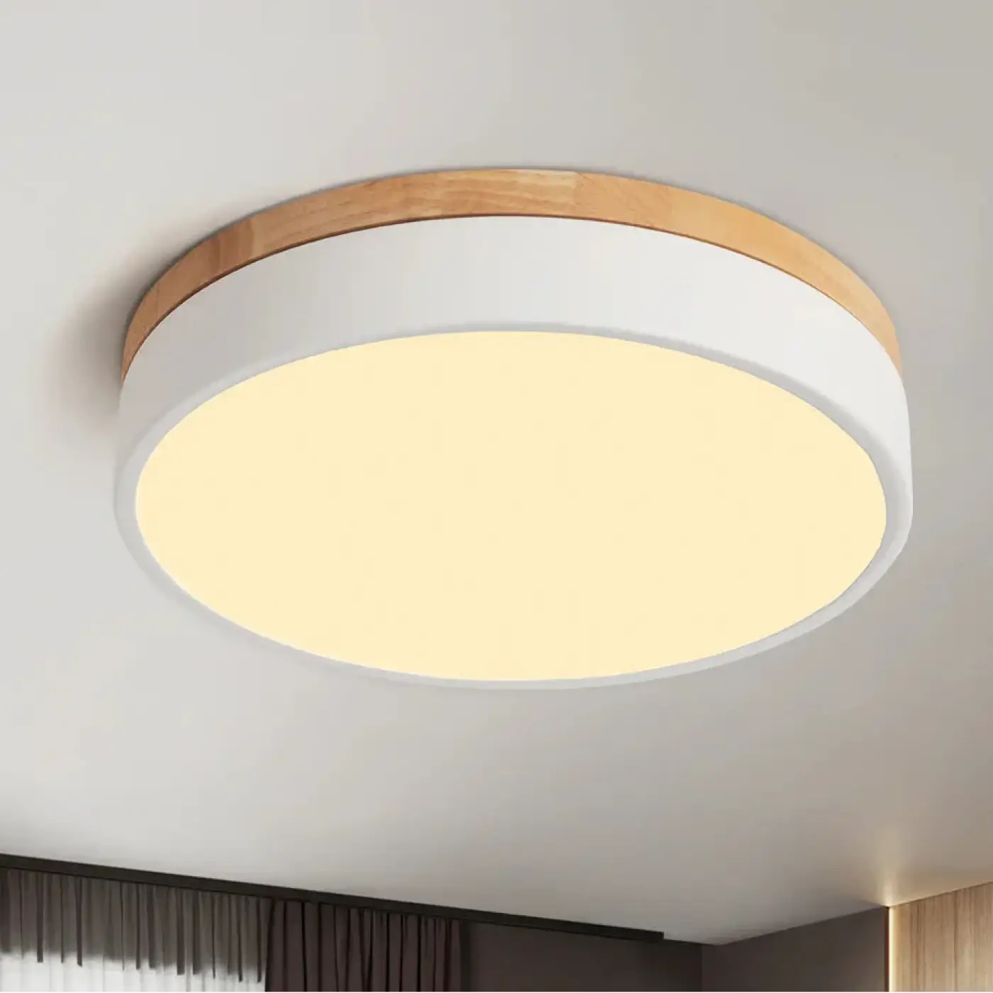 Plafonnier Rond Minimaliste Effet Bois - Dalumea - vue 4