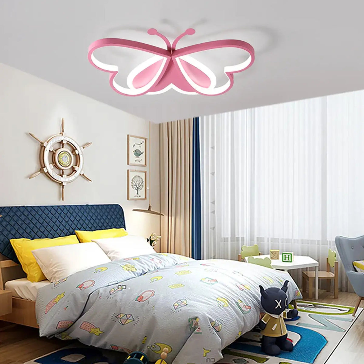 Plafonnier Papillon Rose LED Chambre Fille - Dalumea - vue 3
