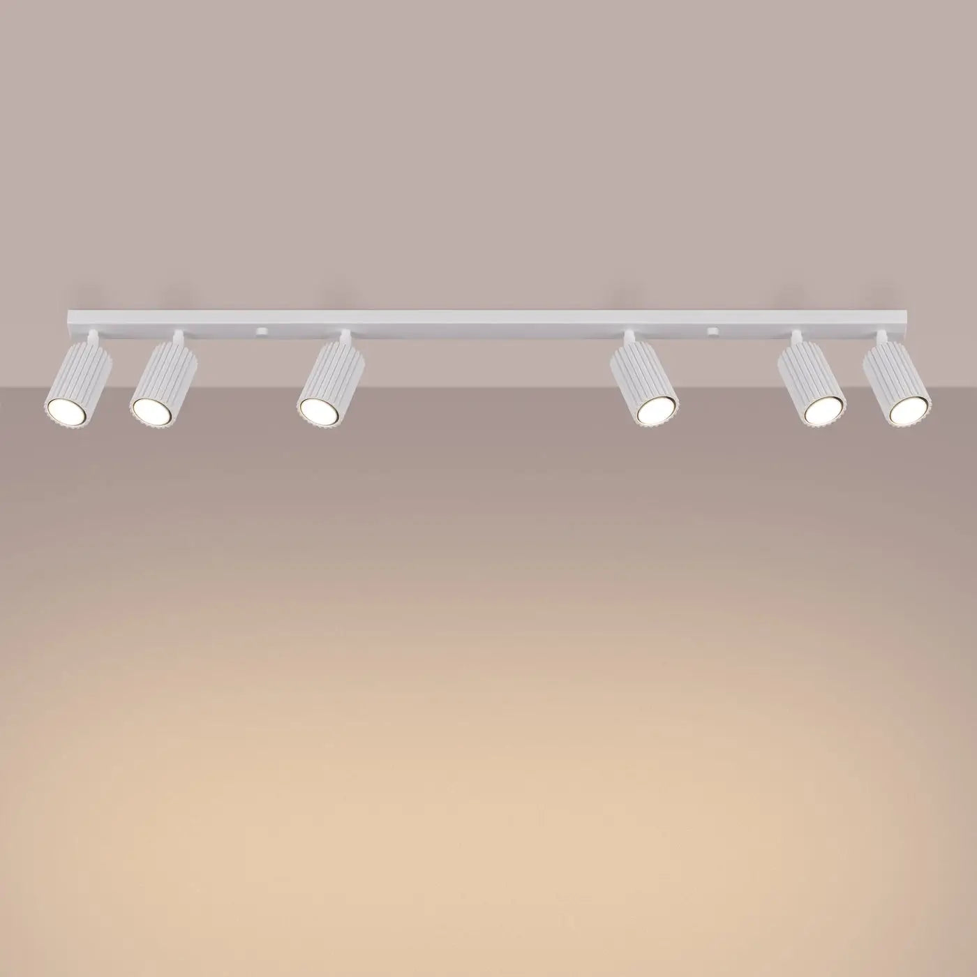 Plafonnier 6 Spots Orientables Cannelé Blanc - Dalumea - vue 1