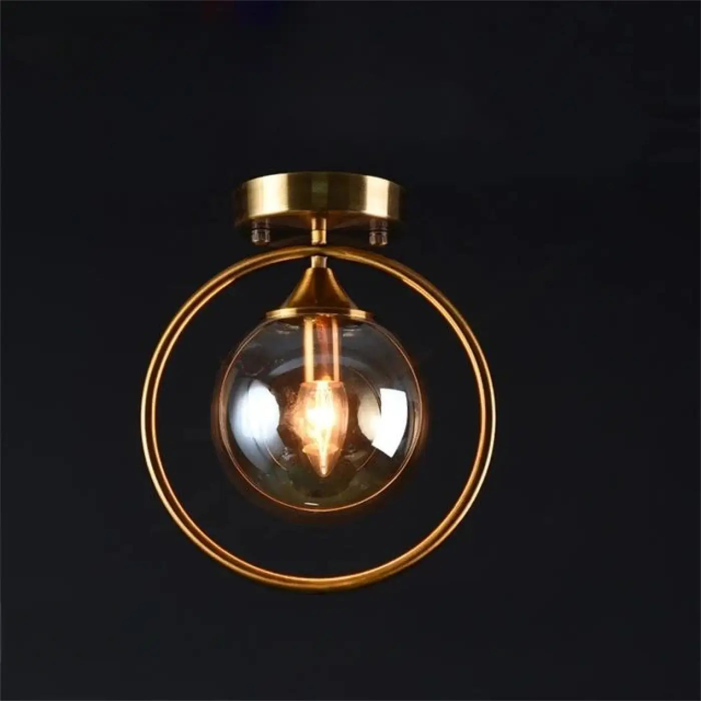 Plafonnier Boule Verre Anneau Doré - Dalumea - vue 9