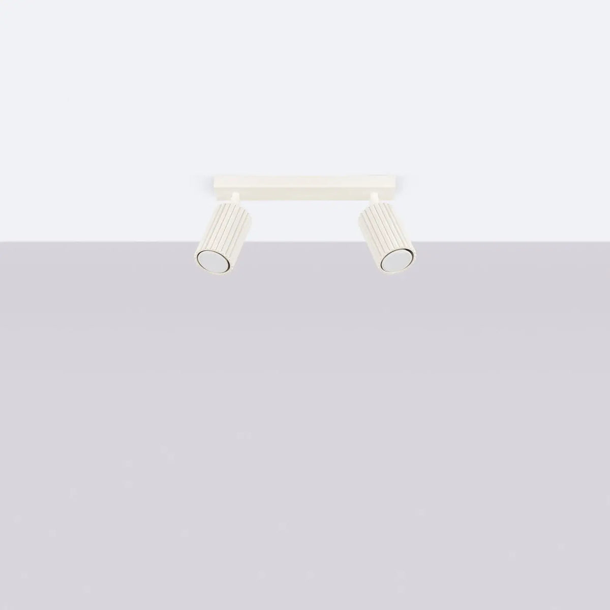 Plafonnier 2 Spots Orientables Beige Cannelé