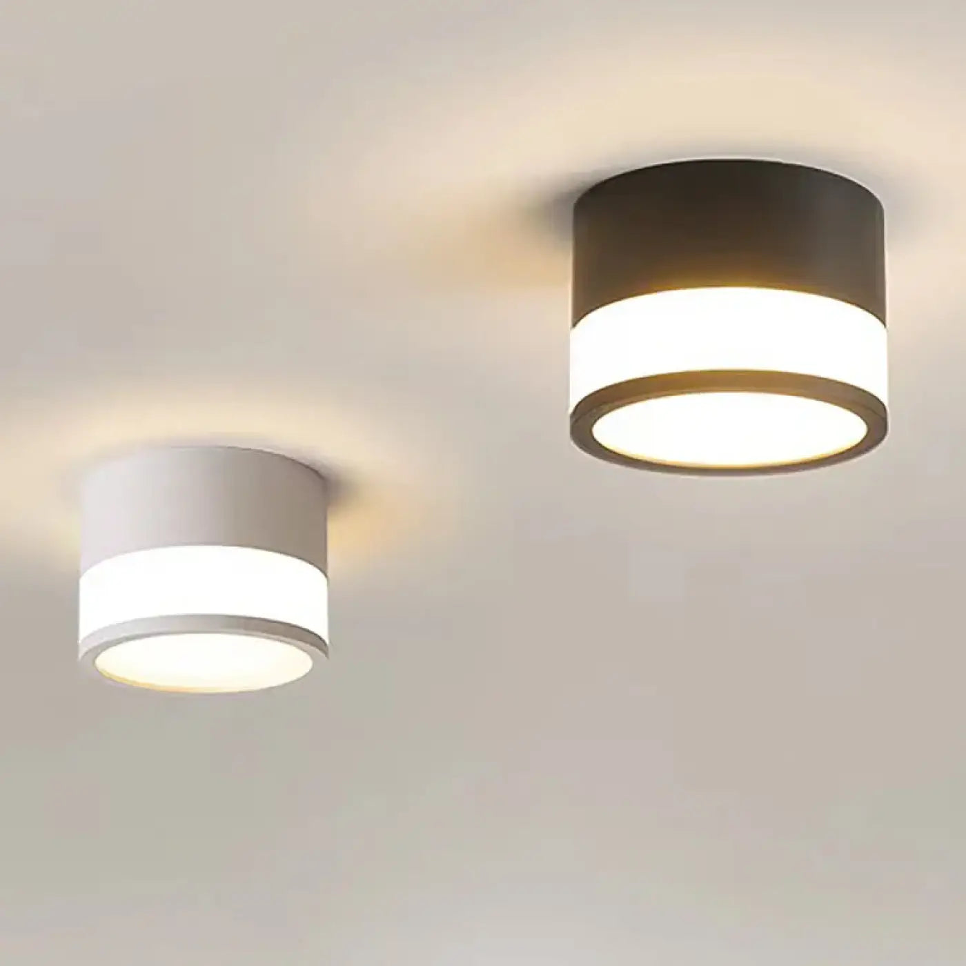 Plafonnier LED Cylindrique Noir Blanc - Dalumea - vue 4