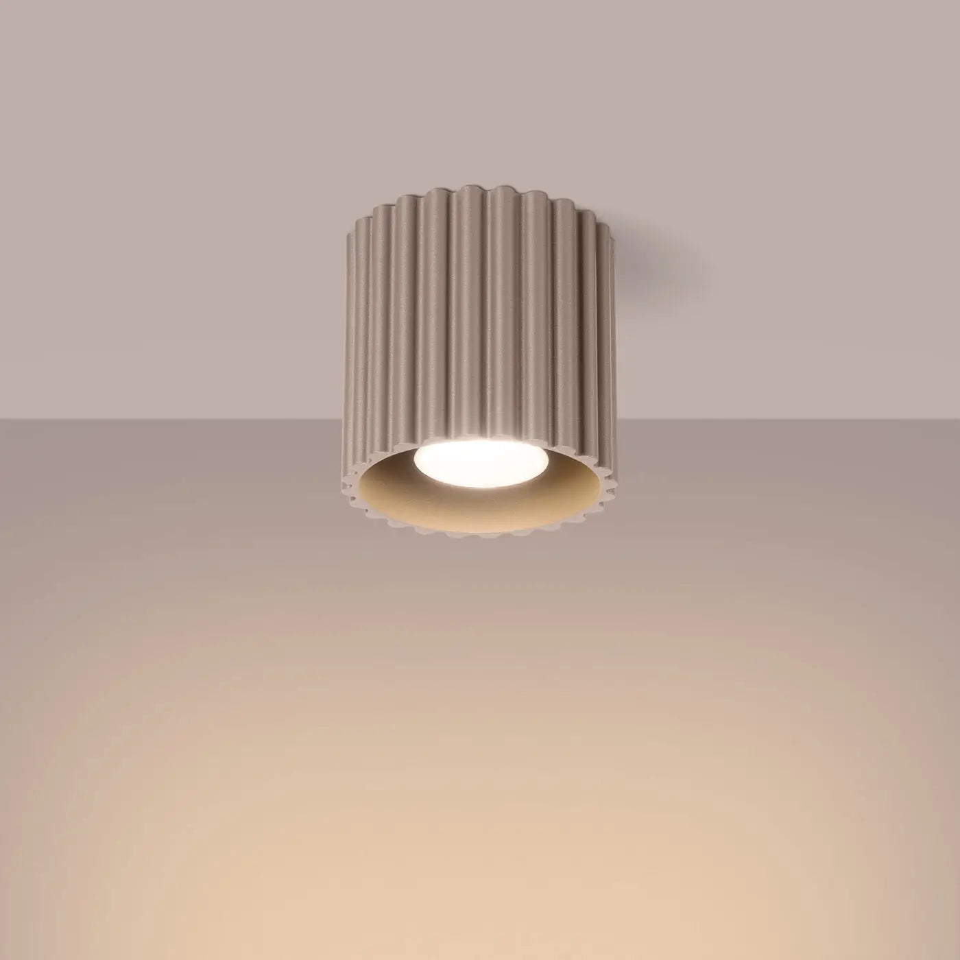 Plafonnier Cylindrique Rainuré Doré Taupe - Dalumea - vue 1