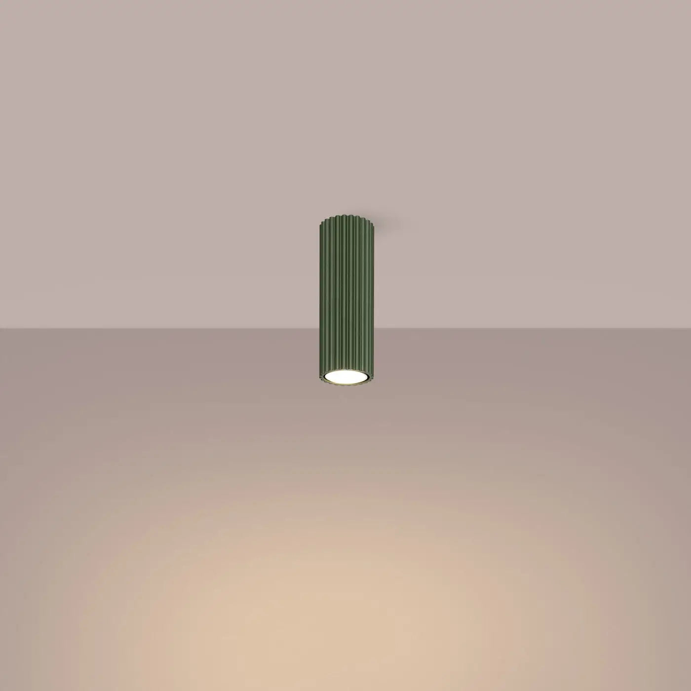 Plafonnier LED Vert Olive Cylindrique - Dalumea - 20 cm