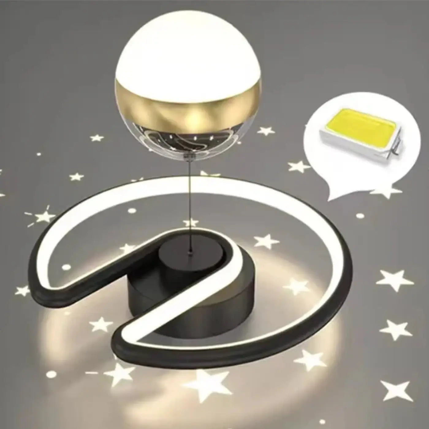 Plafonnier LED Noir et Doré Globe - Dalumea - vue 3