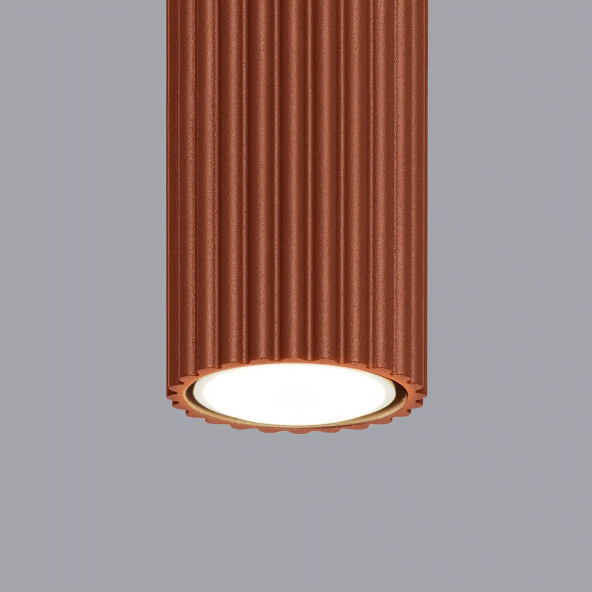 Plafonnier Cylindrique Rouge Ocre Cannelé - Dalumea - vue 3