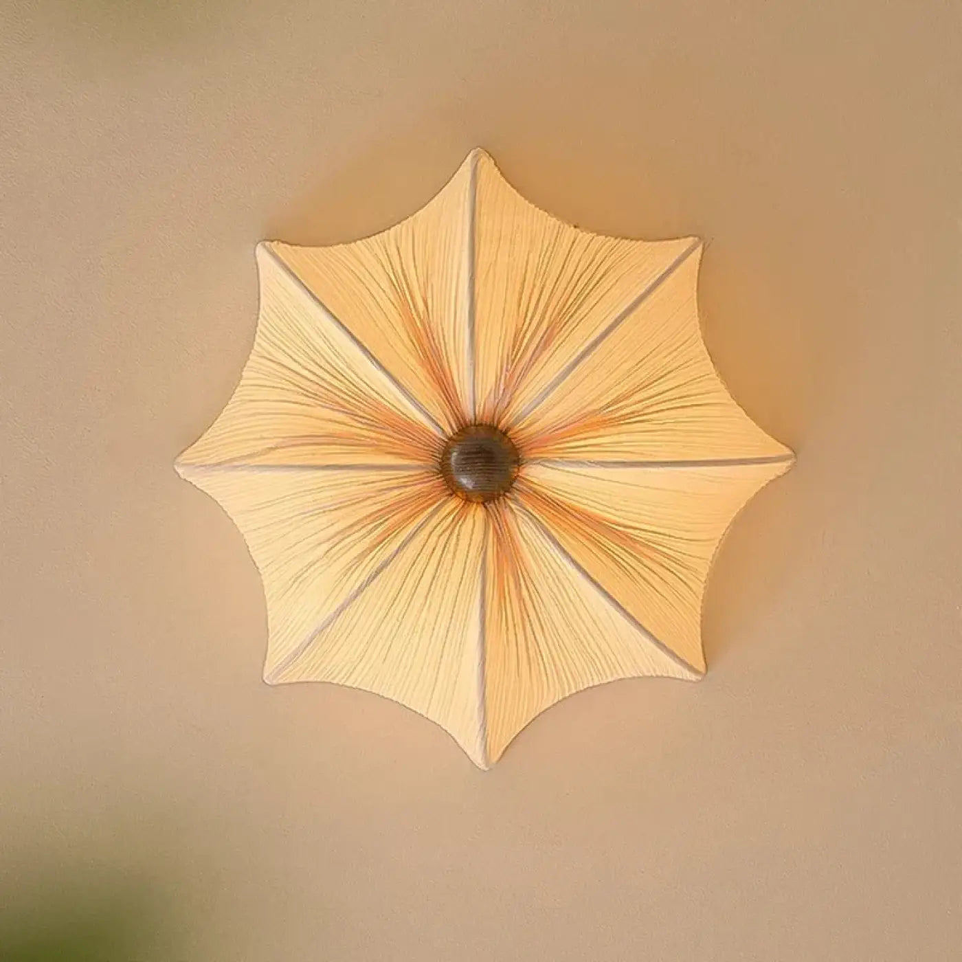 Plafonnier Tissu Plissé Beige Forme Fleur - Dalumea - vue 2