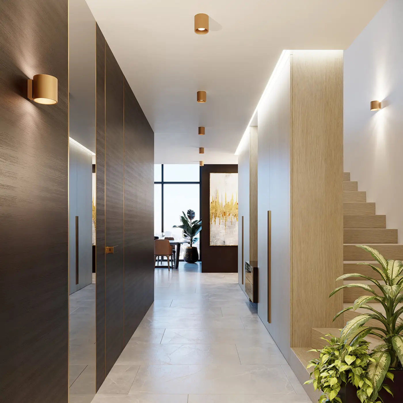 Plafonnier Doré Cylindre LED - Dalumea - vue 6