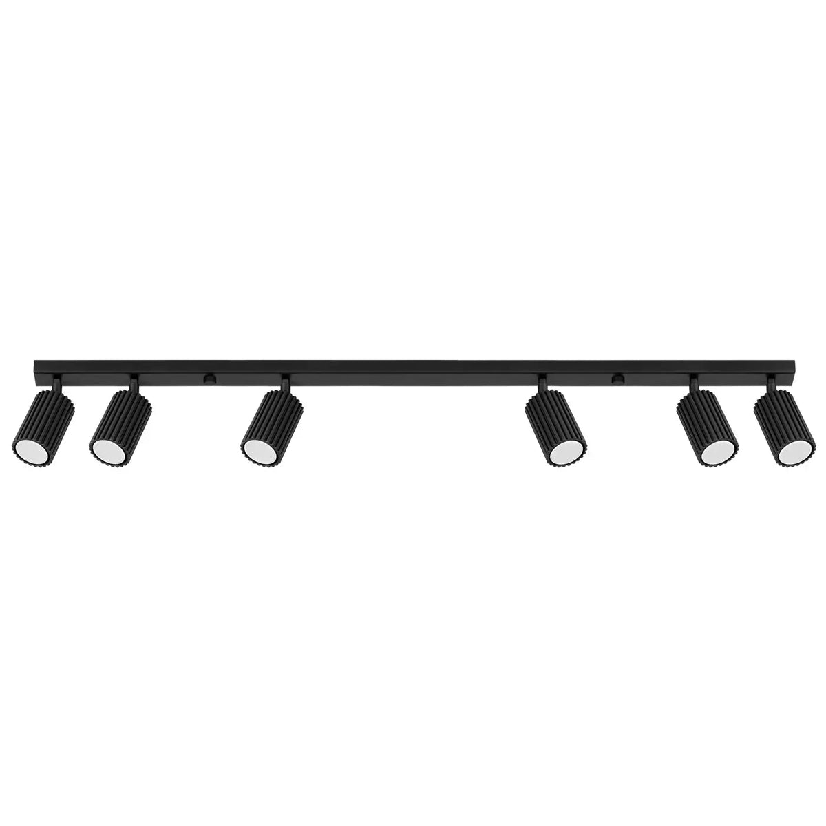 Plafonnier 6 Spots Orientables Cannelé Noir - Dalumea - vue 8