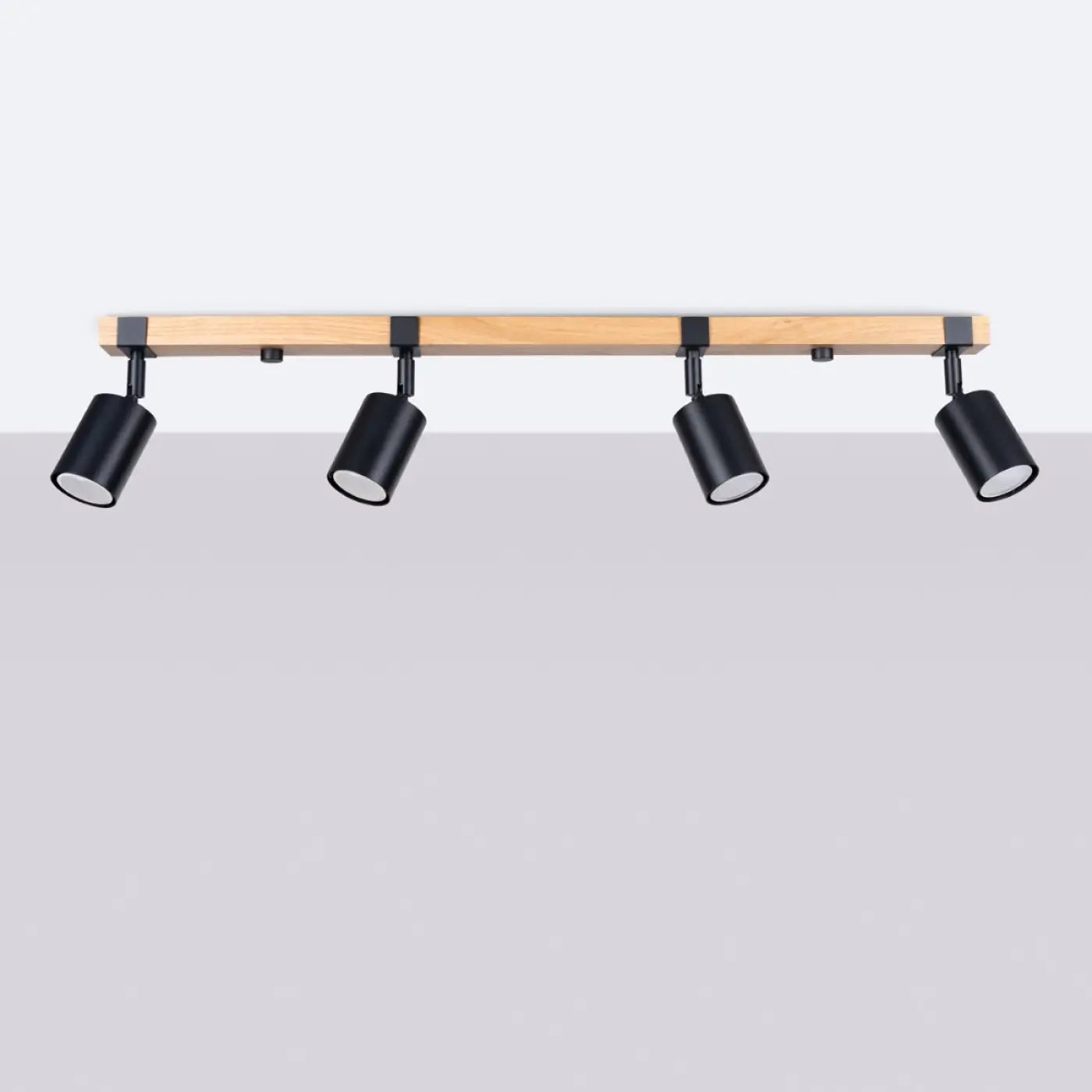 Plafonnier 4 Spots Orientables Barre Bois Noir - Dalumea - vue 2
