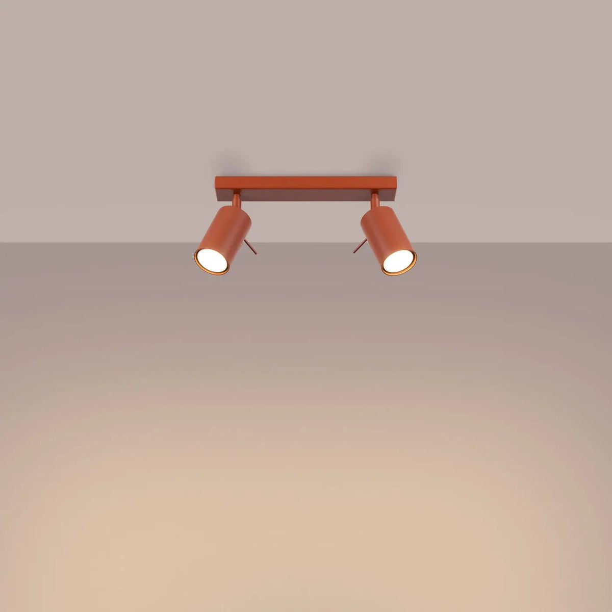 Plafonnier 2 Spots Orientables Rouge Ocre - Dalumea - vue 1