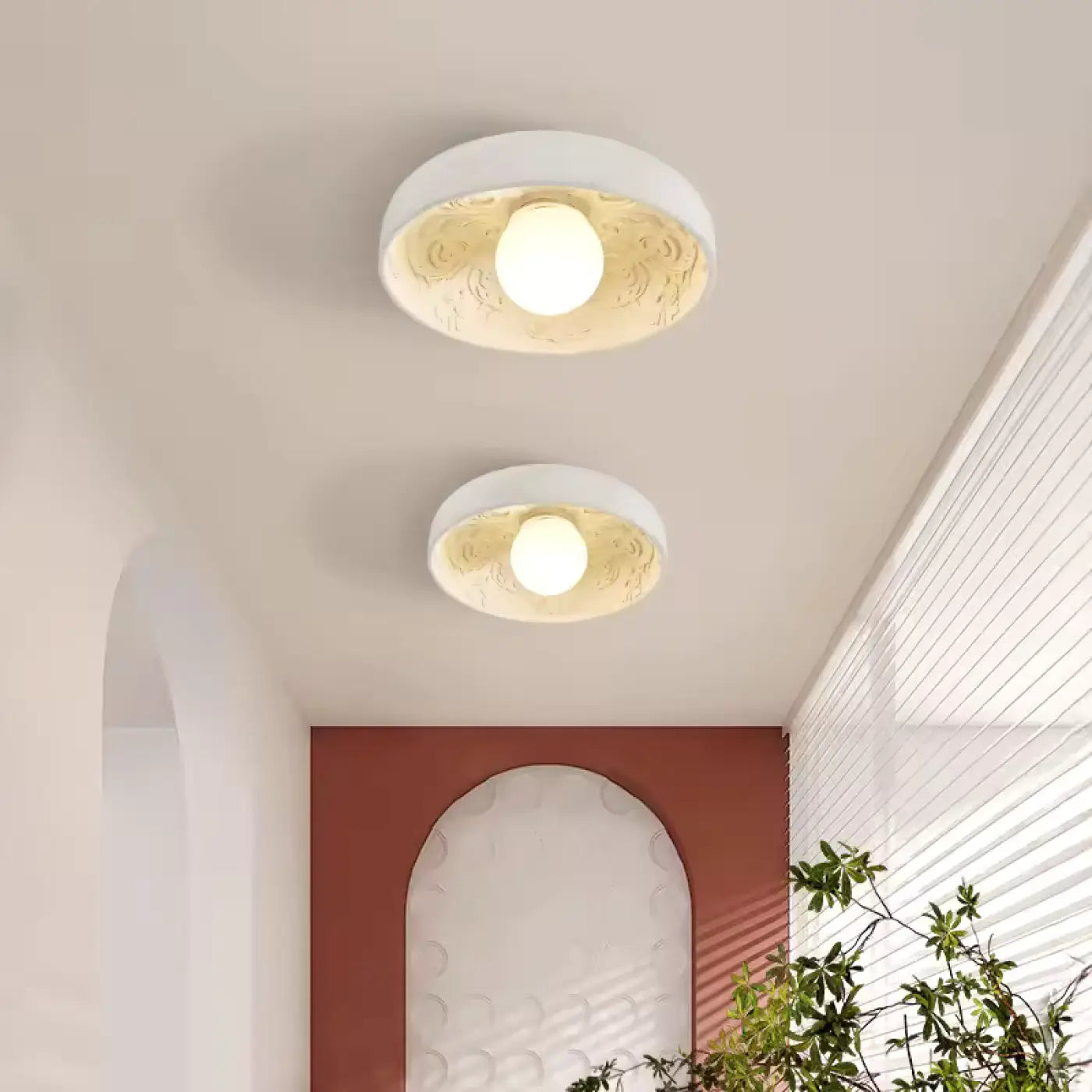 Plafonnier LED Rond Blanc Beige - Dalumea - vue 4