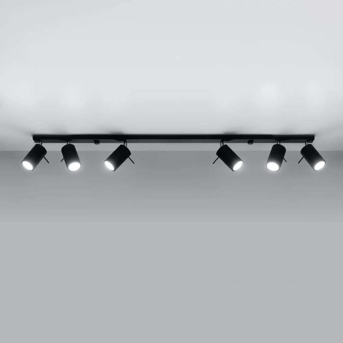Plafonnier 6 Spots Orientables Lisse Noir - Dalumea - vue 1