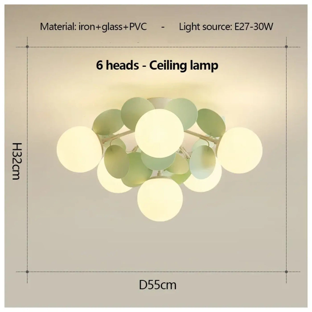 Plafonnier luminaire design en globes led vert clair - Dalumea - vue 11