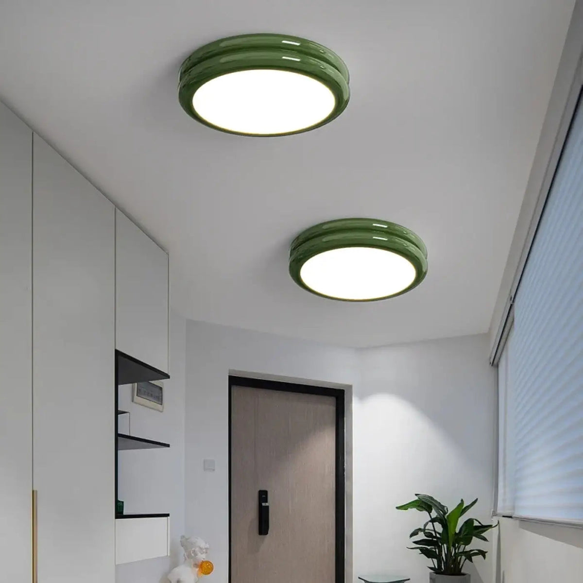 Plafonnier LED Rond Vert Anneau Minimaliste