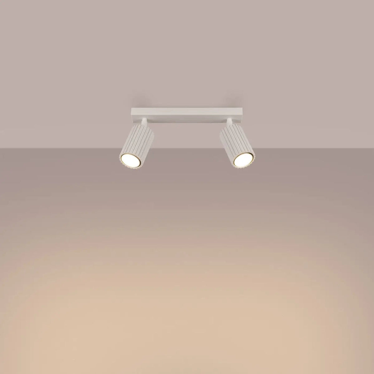Plafonnier 2 Spots Orientables Beige Cannelé - Dalumea - vue 1