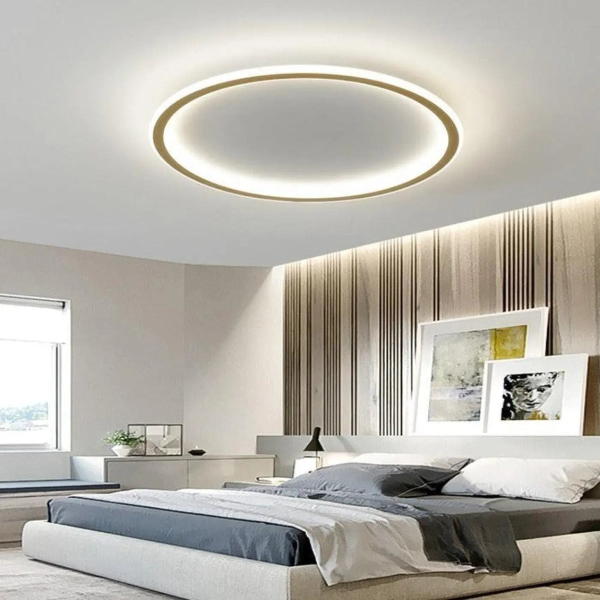 Plafonnier LED Cercle Doré - Dalumea - vue 1