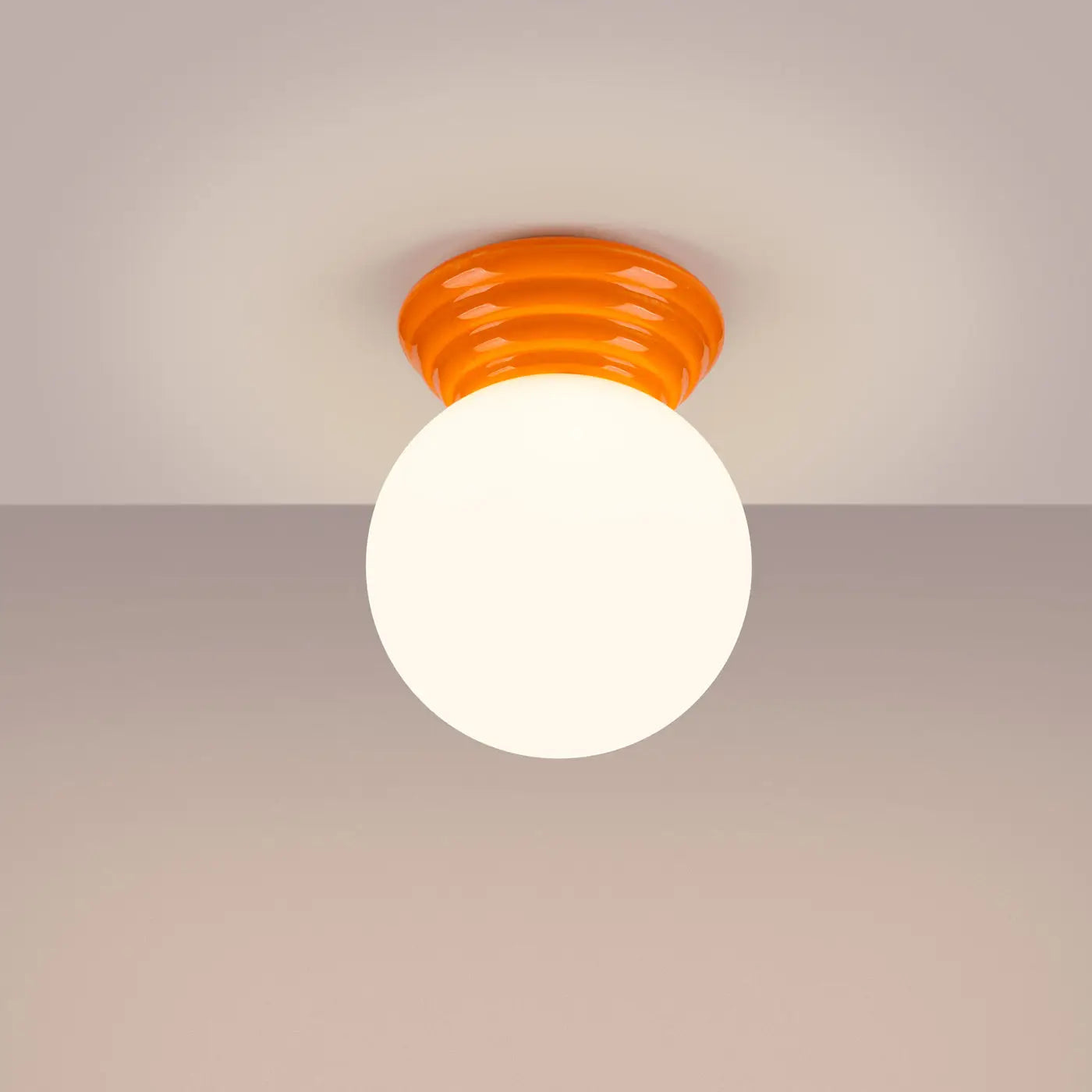Plafonnier Boule Opaline Orange Céramique - Dalumea - vue 1