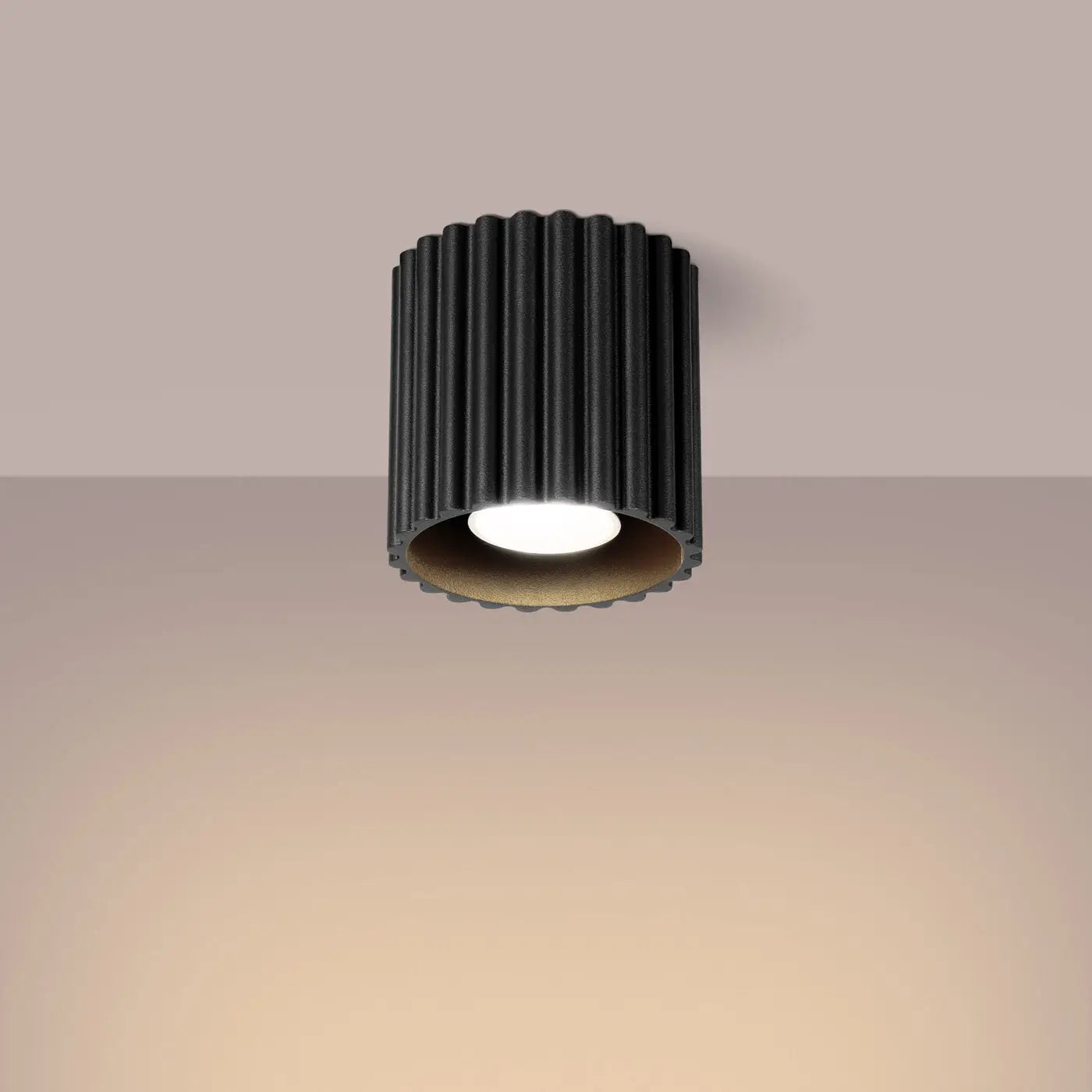 Plafonnier Cylindrique Noir Rainuré - Dalumea - vue 1