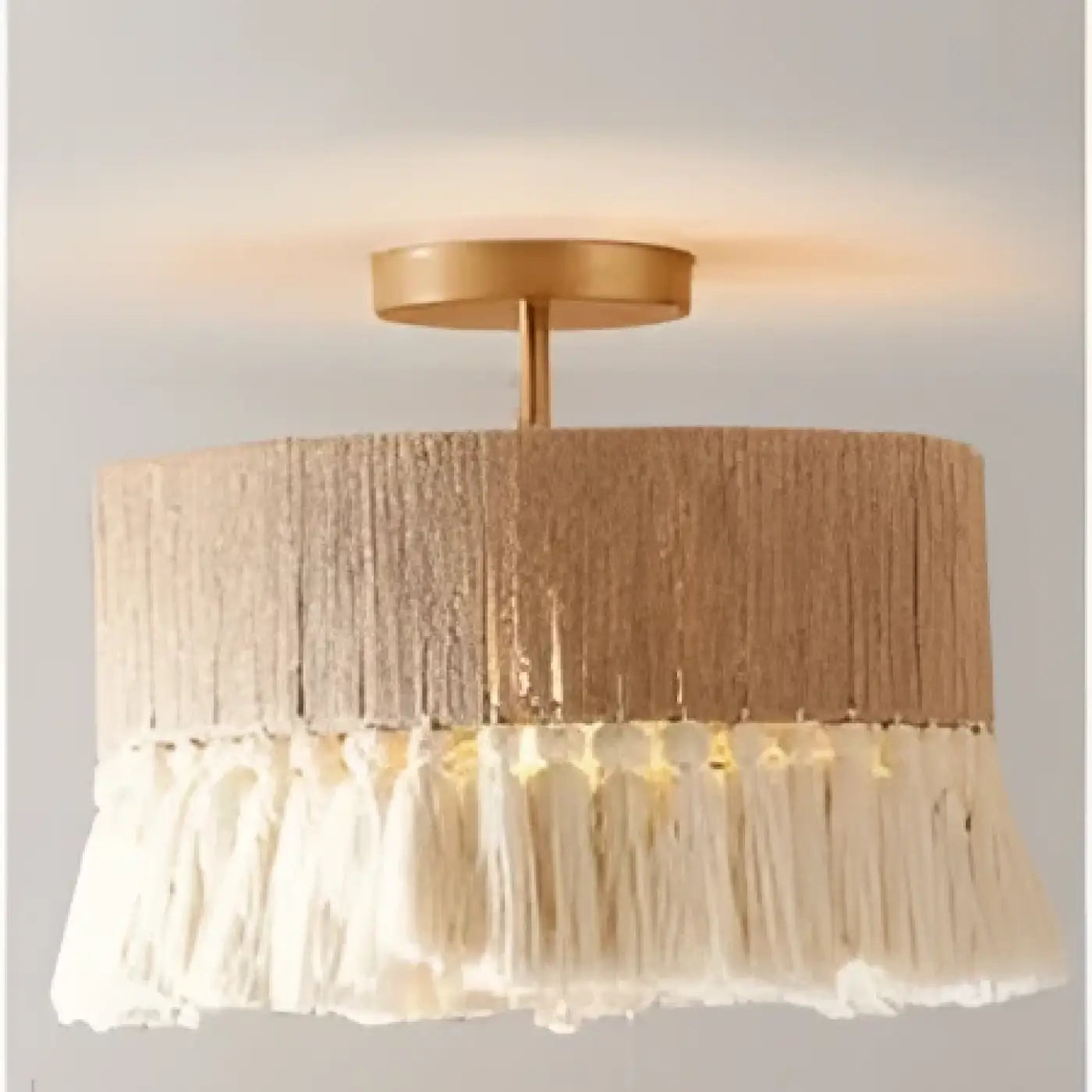 Plafonnier Tissu Naturel Franges Bohème - Dalumea - vue 3