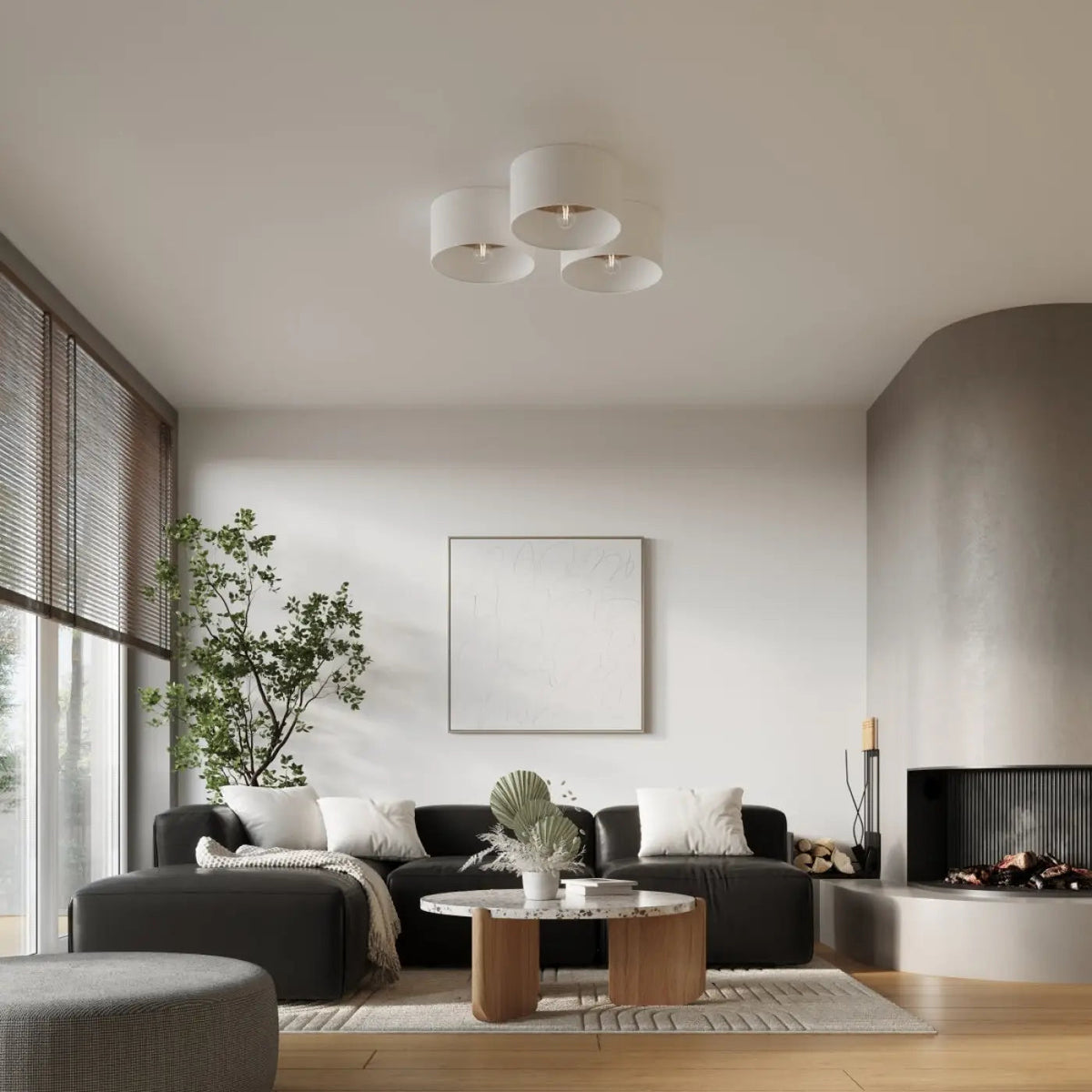 Plafonnier Scandinave Blanc Marron - Dalumea - vue 9