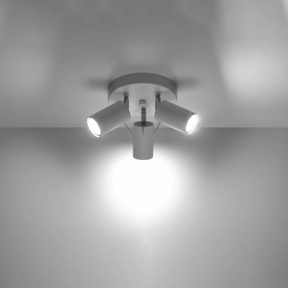 Plafonnier 3 Spots Orientables Base Ronde Blanc - Dalumea - vue 1