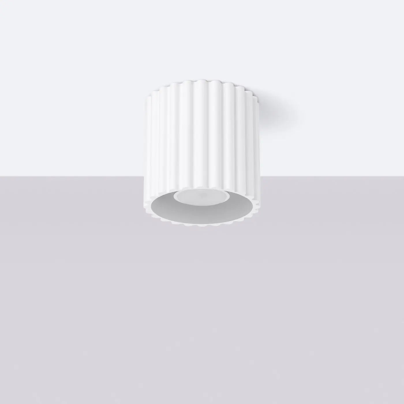 Plafonnier Cylindre Strié Blanc - Dalumea - vue 2