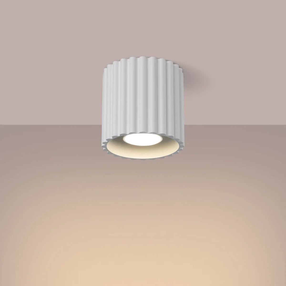 Plafonnier Cylindre Strié Blanc - Dalumea - vue 1