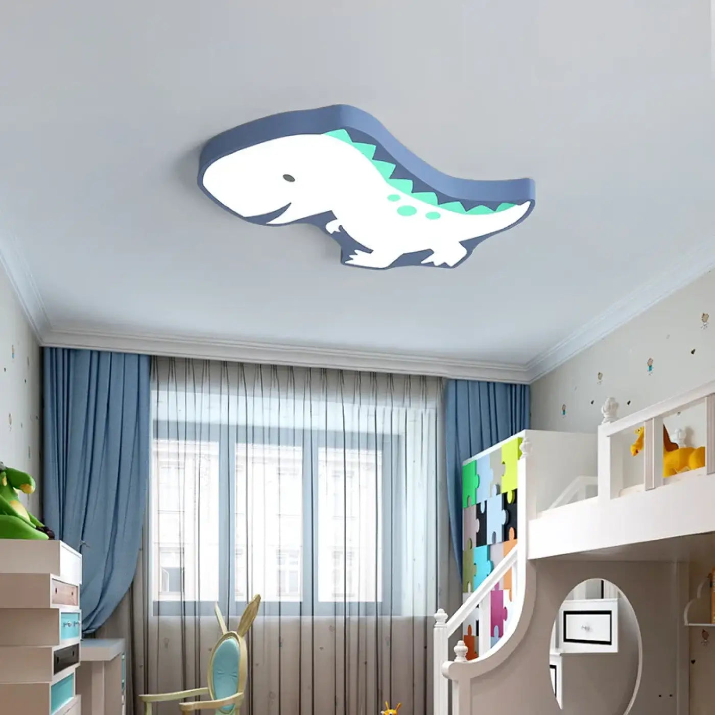Plafonnier T-Rex Bleu Chambre Enfant - Dalumea - vue 1