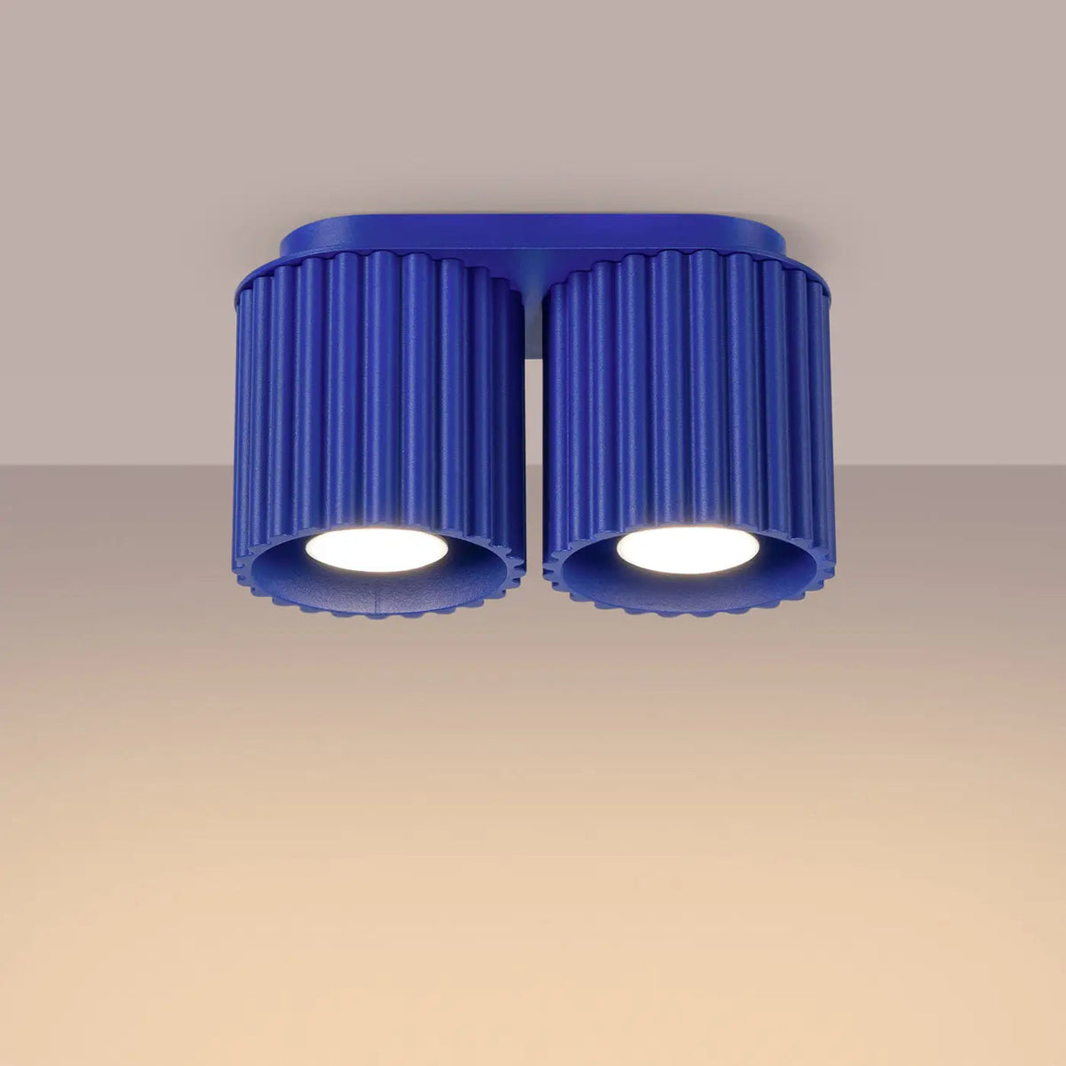 Plafonnier Double Cylindre Strié Ultramarine - Dalumea - vue 1